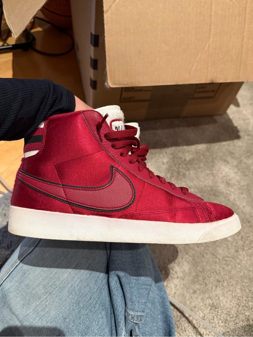 Nike Women’s Burgundy Satin High-Top Sneakers